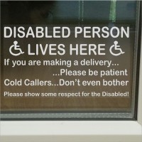  Internal Window Version-Disabled Person Lives Here Sticker-Information Sign-Delivery/Sales-Mobility-Disability 